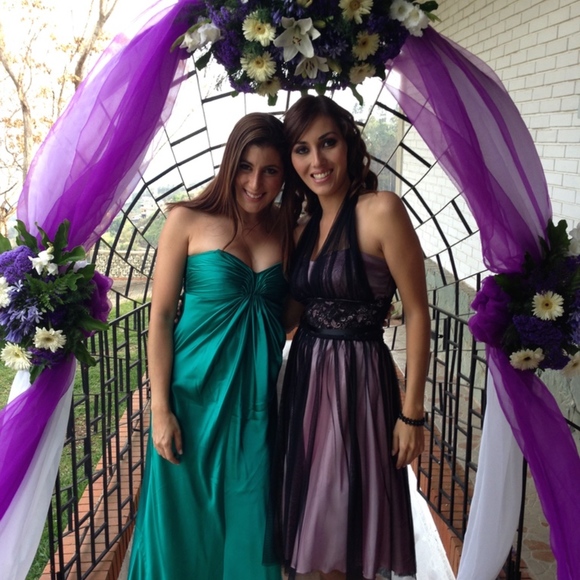 Emerald Green silk strapless dress - Picture 6 of 6